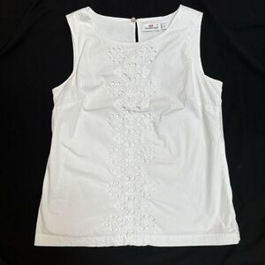 VINEYARD VINES WHITE EYELET SLEEVELESS TOP SZ 0